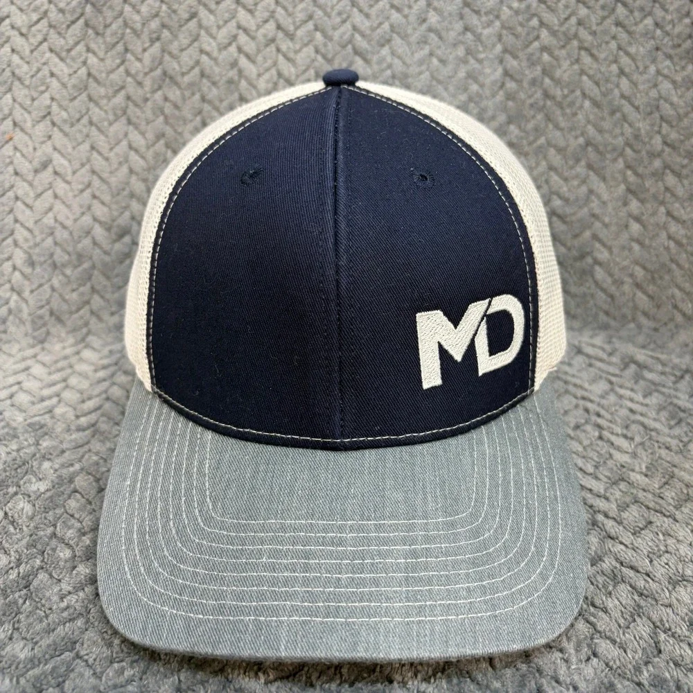 Outdoor Cap OC771 Navy Blue Grey White Mesh Trucker Hat MD Logo Snapback Hat